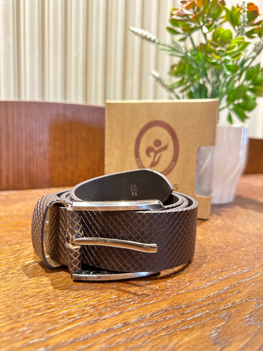 Men’s Single Sided Casual Leather Belt-Brown-Pattern-100% LEATHER